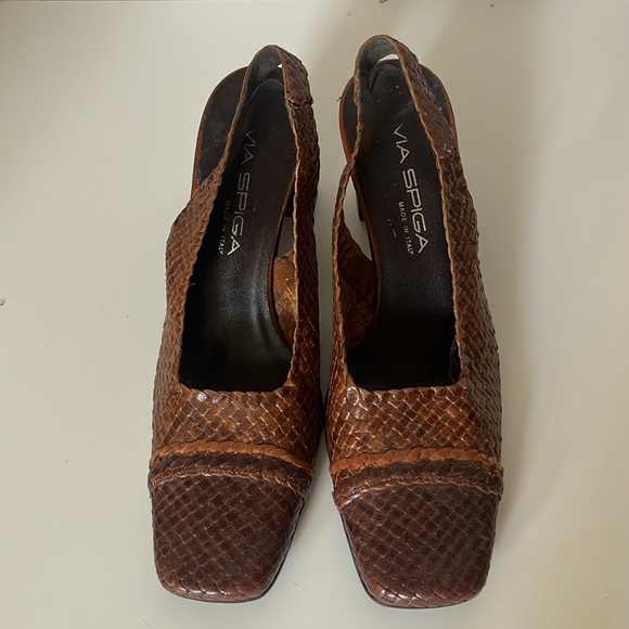 Via Spiga Woven Brown 3” Block Heels in Size 6M 56 - Picture 2 of 9